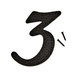 HY-KO DC-3/3 House Number, Character 3, 2 in W x 3-1/2 in H Character, Black Character