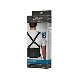 CURAD ORT22200LD Back Support with Suspenders, L, Fits to Waist Size: 34 to 38 in, Hook and Loop Closure