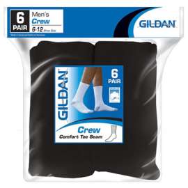 6PK BLK Crew Socks