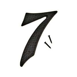 HY-KO DC-3/7 House Number, Character: 7, 3-1/2 in H Character, 2 in W Character, Black Character, Aluminum
