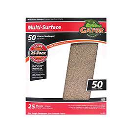 Gator 3267 Sanding Sheet, 11 in L, 9 in W, 50 Grit, Coarse, Aluminum Oxide Abrasive