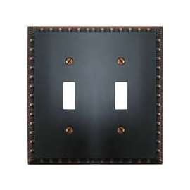 Amerelle 90TTVB Wallplate, 4-15/16 in L, 4-15/16 in W, 2 -Gang, Cast Metal, Aged Bronze