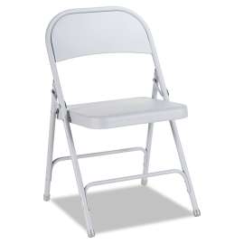 Steel Folding Chair with Two-Brace Support, Light Gray Seat/Light Gray Back, Light Gray Base, 4/Carton