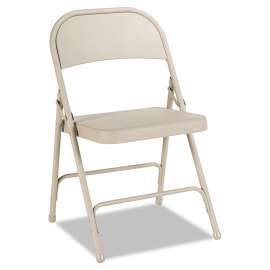 Steel Folding Chair with Two-Brace Support, Tan Seat/Tan Back, Tan Base, 4/Carton