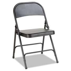 Steel Folding Chair with Two-Brace Support, Graphite Seat/Graphite Back, Graphite Base, 4/Carton