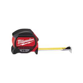 Milwaukee 48-22-7125 Tape Measure, 25 ft L x 1.83 in W Blade, Steel Blade, Black/Red