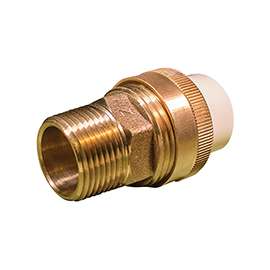 B & K 164-304NL Transition Pipe Adapter, 3/4 in, Solvent x MIP, Brass/CPVC