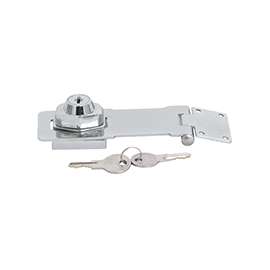 ProSource Safety Hasp, 4-1/2 in L, 4-1/2 in W, Steel, Chrome