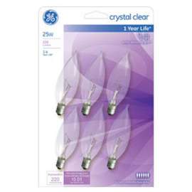 GE 6PK 25W Candle Bulb
