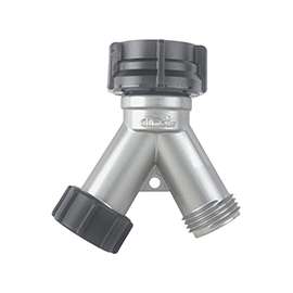 Gilmour 808004-1001 Y-Connector, Die-Cast Zinc, Nickel, For: Garden Hose