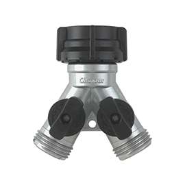 Gilmour 800154-1001 Y-Connector, Zinc, Chrome, For: Garden Hose