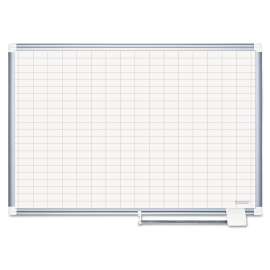 Gridded Magnetic Porcelain Planning Board, 1 x 2 Grid, 48 x 36, Aluminum Frame