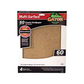 Gator 4440 Sanding Sheet, 11 in L, 9 in W, 60 Grit, Coarse, Aluminum Oxide Abrasive