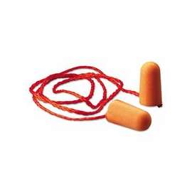 Foam Earplugs, Foam, Bright Orange, Corded Tapered