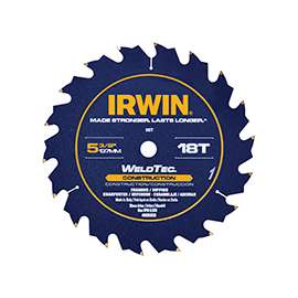 IRWIN MARATHON 4935203 Circular Saw Blade, 5-3/8 in Dia, 0.39 in Arbor, 18-Teeth, Carbide Cutting Edge