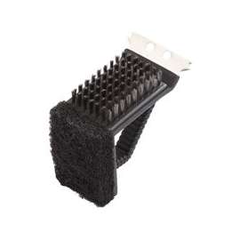 Omaha Grill Brush with Stainless Steel Scraper, 2-3/4 in L Brush, 1-3/4 in W Brush, Stainless Steel Bristle