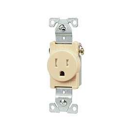 Eaton Wiring Devices TR817V-BOX Single Receptacle, 2 -Pole, 125 V, 15 A, Side Wiring, NEMA: NEMA 5-15R, Ivory