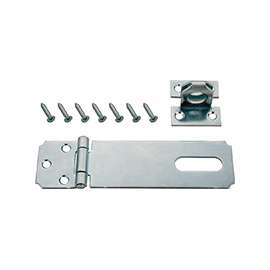 ProSource LR-121-BC3L-PS Safety Hasp, 3-1/2 in L, 3-1/2 in W, Steel, Zinc, 7/16 in Dia Shackle, Fixed Staple