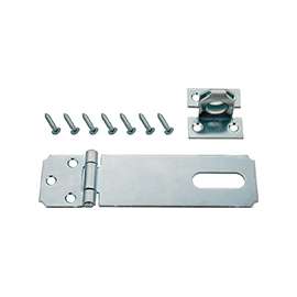 ProSource LR-122-BC3L-PS Safety Hasp, 4-1/2 in L, 4-1/2 in W, Steel, Zinc, 7/16 in Dia Shackle, Fixed Staple