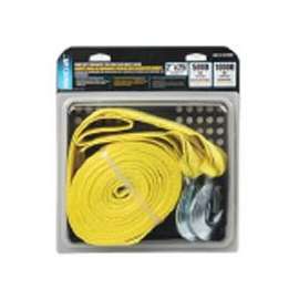 ProSource FH64062-1 Emergency Tow Strap, 10,000 lb, 2 in W, 25 ft L, Hook End, Polyester Webbing, Steel Hook