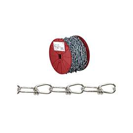 Campbell 0724627N Double Loop Chain, 4/0, 100 ft L, 365 lb Working Load, Low Carbon Steel, Zinc