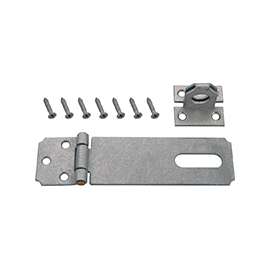 ProSource LR-132-BC3L-PS Safety Hasp, 4-1/2 in L, 4-1/2 in W, Steel, Galvanized, 7/16 in Dia Shackle, Fixed Staple