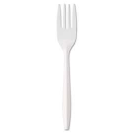 Medium-Weight Cutlery, Fork, White, 1000/Carton