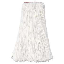 Premium Cut-End Rayon Mop Head, 16oz, White, 1" Orange Band, 12/Carton