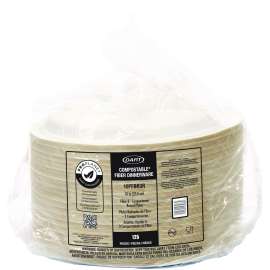 Compostable Fiber Dinnerware, ProPlanet Seal, 3-Compartment Plate, 10" dia, Ivory, 500/Carton
