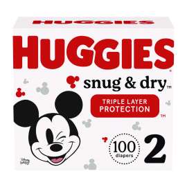Snug and Dry Diapers, Size 2, 12 lbs to 18 lbs, 100/Carton