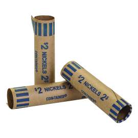 Crimped End Coin Wrappers, Nickels, $2, 1,000 Wrappers/Pack