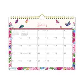 Fly By Monthly Wall Calendar, Butterflies Artwork, 11" x 8.75", Cream/Pink/Blue Sheets, 12-Month (Jan to Dec): 2025