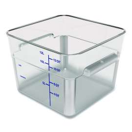 Squares Polycarbonate Food Storage Container, 12 qt, 11.13 x 11.13 x 8.25, Clear, Plastic