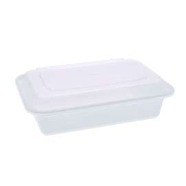 Newspring VERSAtainer Microwavable Containers, 8.8 x 6 x 2.5, White/Clear, Base/Lid Combo, 150/Carton
