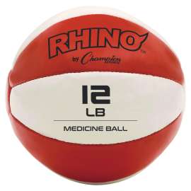 Rhino Leather Medicine Ball, 12 lb, Orange/White