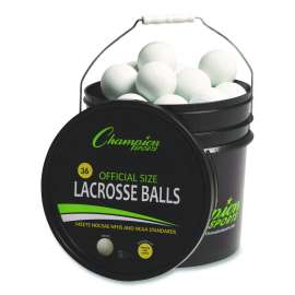 Lacrosse Balls in a Bucket, 11" x 11" Bucket with 36 White Rubber Balls