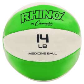 Rhino Leather Medicine Ball, 14 lb, Green/White
