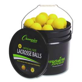 Lacrosse Balls in a Bucket, 11" x 11" Bucket with 36 Yellow Rubber Balls