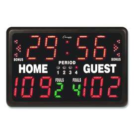 Tabletop Indoor Electronic Scoreboard, 24" x 16" x 10", Black Face, Red/Green/Yellow Graphics