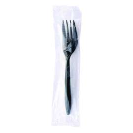 Mediumweight Wrapped Polypropylene Cutlery, Fork, Black, 1,000/Carton
