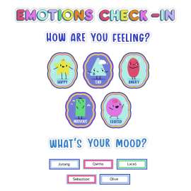 Curriculum Bulletin Board Sets, 46-Piece Set , We Stick Together: Emotions Check-In, 7.9" x 15", Multicolor