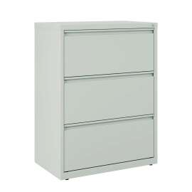 Lateral File, 3 Legal/Letter-Size File Drawers, Light Gray, 30" x 18.62" x 40.25"