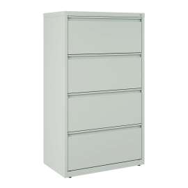 Lateral File, 4 Legal/Letter-Size File Drawers, Light Gray, 30" x 18.62" x 52.5"