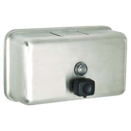 Horizontal Manual Surface-Mounted Stainless Steel Liquid Soap Dispenser, 40 oz, 2.8 x 8.1 x 4.8, Brushed Stainless Steel