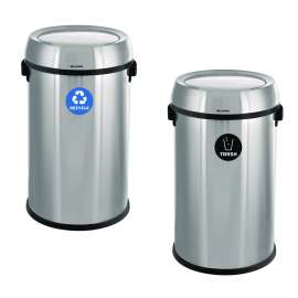 17 Gallon Stainless Steel Open Top Recycling Bin and Trash Receptacle