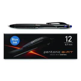 PENTONIC Retractable Ballpoint Pen, Fine 0.7 mm, Blue Ink, Blue Barrel, 12/Pack