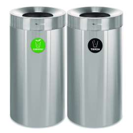 27 Gallon Stainless Steel Compost Bin and Trash Can, Brushed Stainless Steel