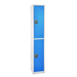 Steel Storage Locker, 2 Compartment, 12 x 12 x 72, Blue