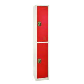Steel Storage Locker, 2 Compartment, 12 x 12 x 72, Red