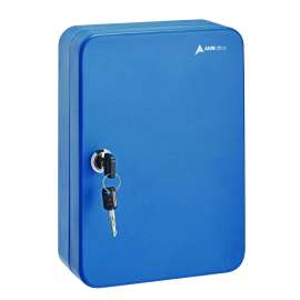 Steel Secure Key Cabinet with Key Lock, 48-Key, 7.1 x 3.1 x 10, Stainless Steel 304, Blue